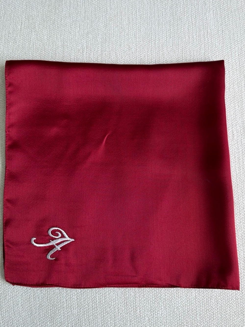 Cejon Burgundy Satin Square Scarf 21” x 21”